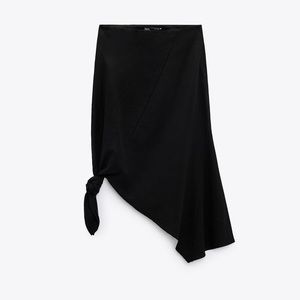 Black asymmetrical linen skirt